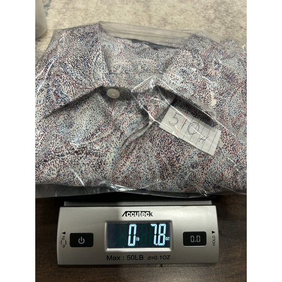 Perry Ellis Dotted Paisley Button Front Long Sleeve Shirt Blue Red Sz XXL Office - Picture 10 of 10